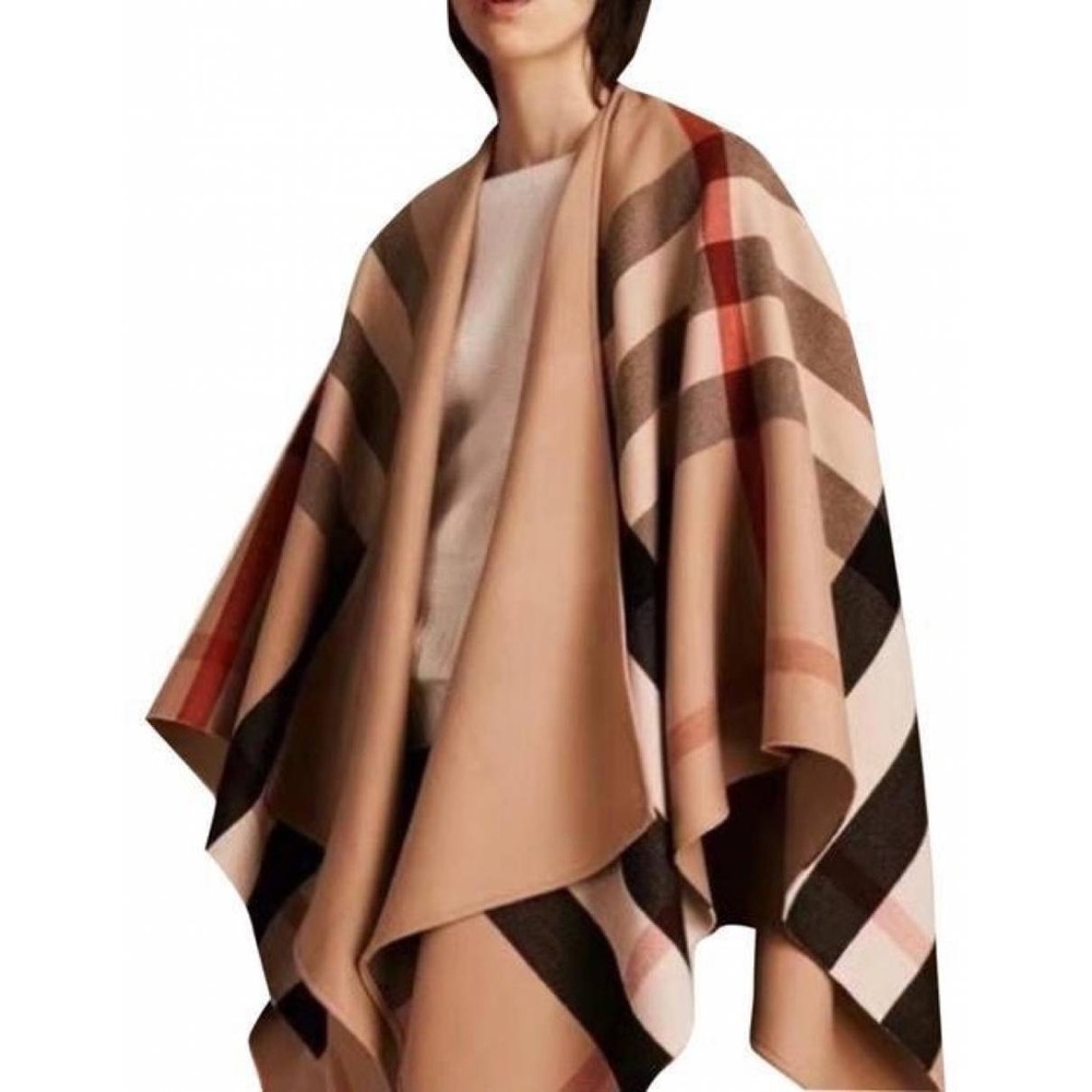 New Burberry wool cape Charlotte classic check reversible wool wrap cape NWT